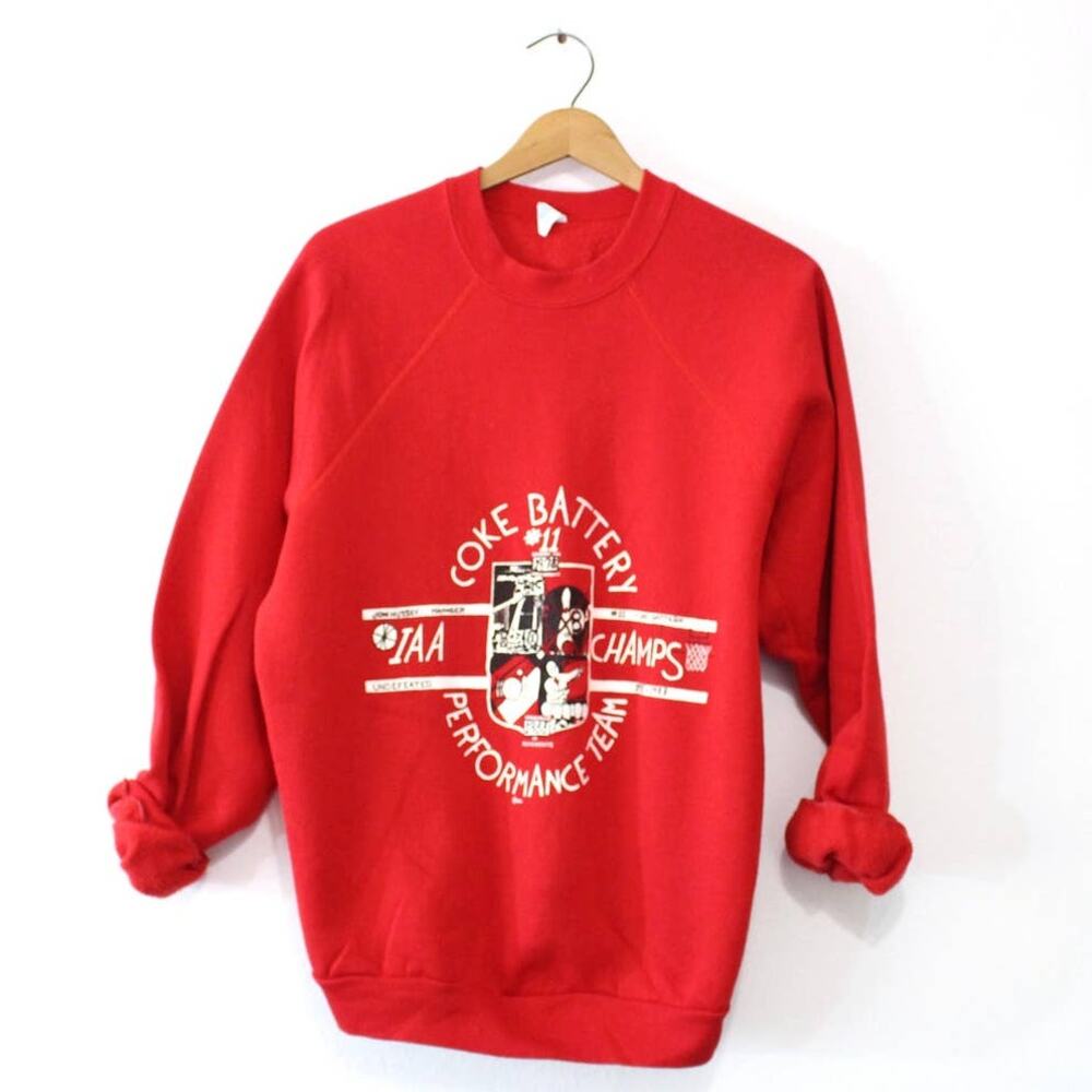 Vintage 1988 Coca-Cola Coke Battery Performance Team Red Sweatshirt XL